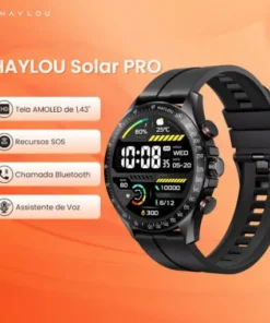 Smartwatch Haylou Solar Pro Preto Original | Tela AMOLED, Chamadas e IP68