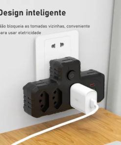 Extensão Tomada Regua De Energia Adaptador Tomada Usb Tipo-c