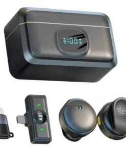 Microfone Lapela Sem Fio Magnético Android e IOS Duplo Ante Ruído