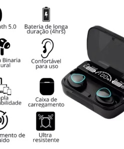 Fone de Ouvido Bluetooth TWS Com POWER BANK