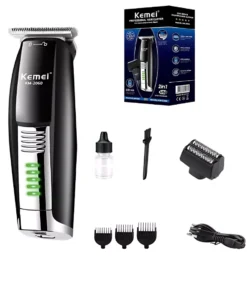 Maquina Kemei KM-2060 Aparador Elétrico De Cabelo 2 Em 1 Com Carregamento Usb