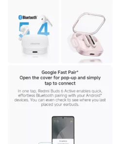 Fone De Ouvido Buetooth Xiaomi Redmi Buds 6 Active - Rosa